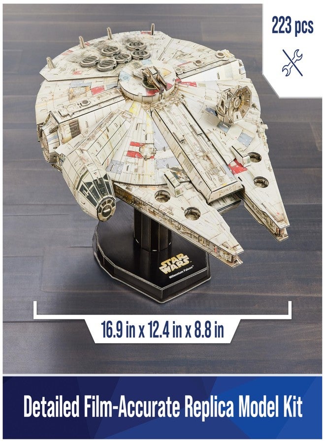 4D Build Star Wars Millennium Falcon 3D Model Kit, Star Wars Gifts, Desk Decor for Fans & Collectors, 223 Pieces, 3D Puzzles, Gift Ideas for Ages 12 & Up - Image 2